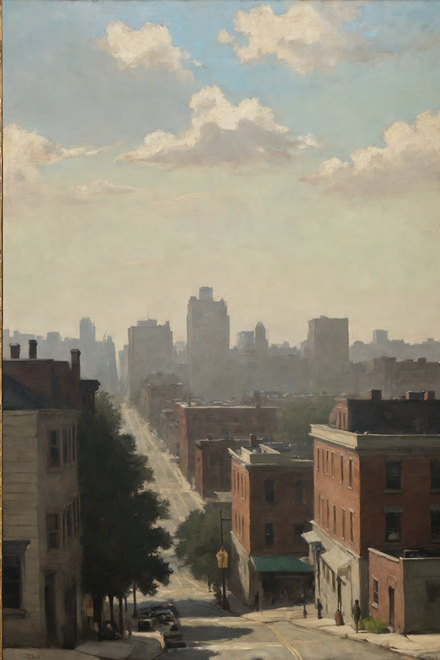 in style of Abbott Handerson Thayer, city landscape