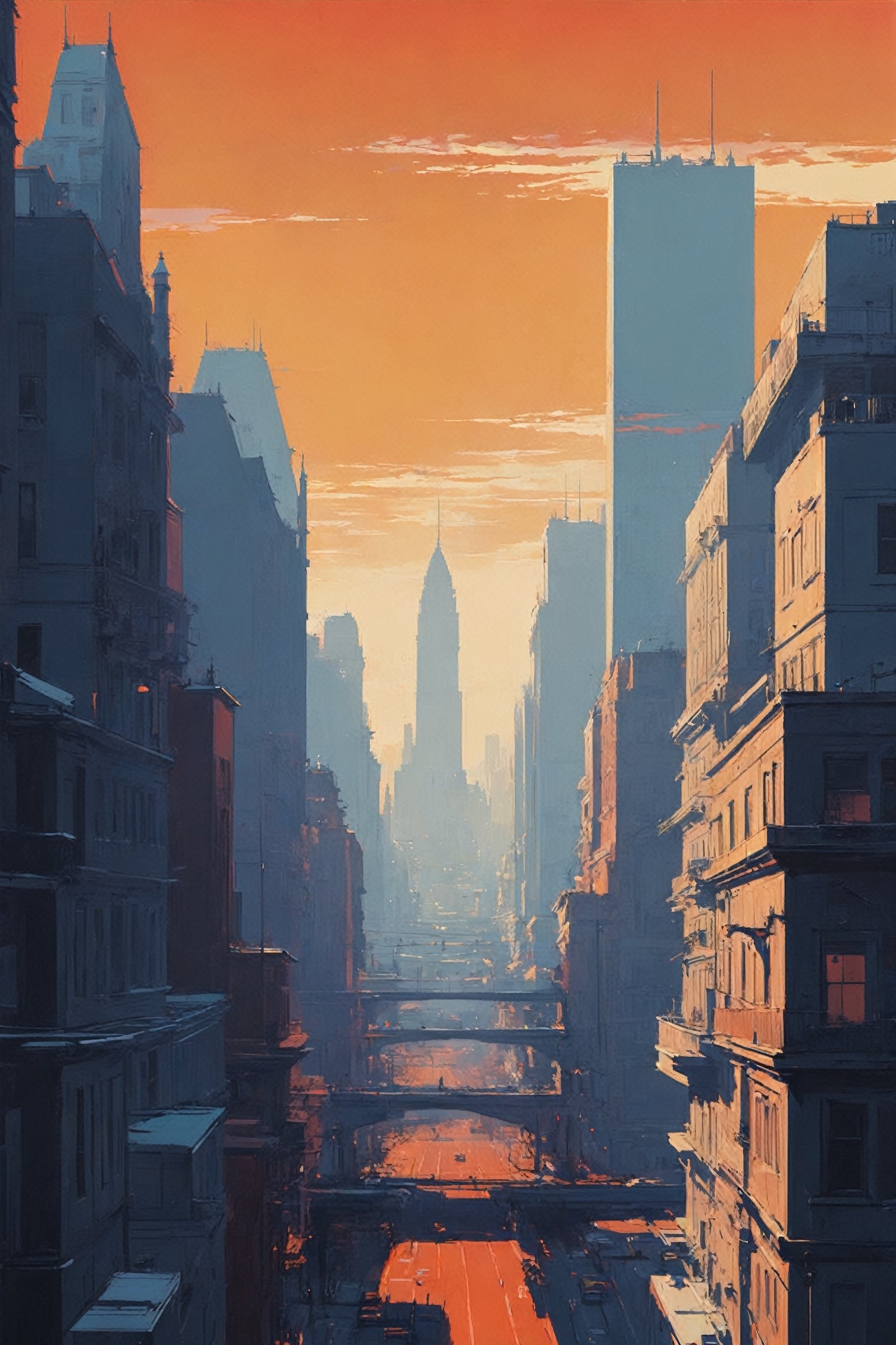 in style of Kilian Eng, city landscape