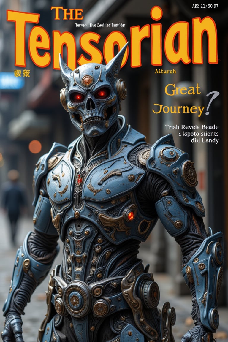 A magazine cover with the text “The Tensorian: Great Journey?”,