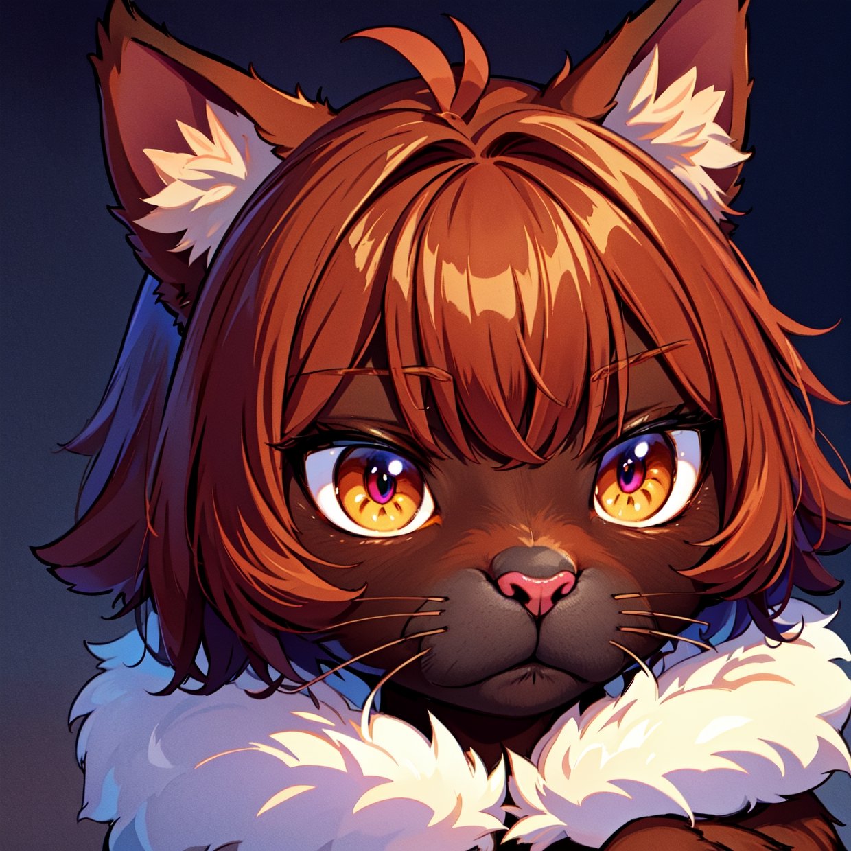 (dark environment:0.8),masterpiece, high quality, absurd res, digital painting (artwork), by dagasi, yupa,kiyosan,(anthro,fluffy fur,character focus:1.1),anthro male cat,short hair,portrait, bright eyes,panorama,character focus.(detailed background:0.7),...