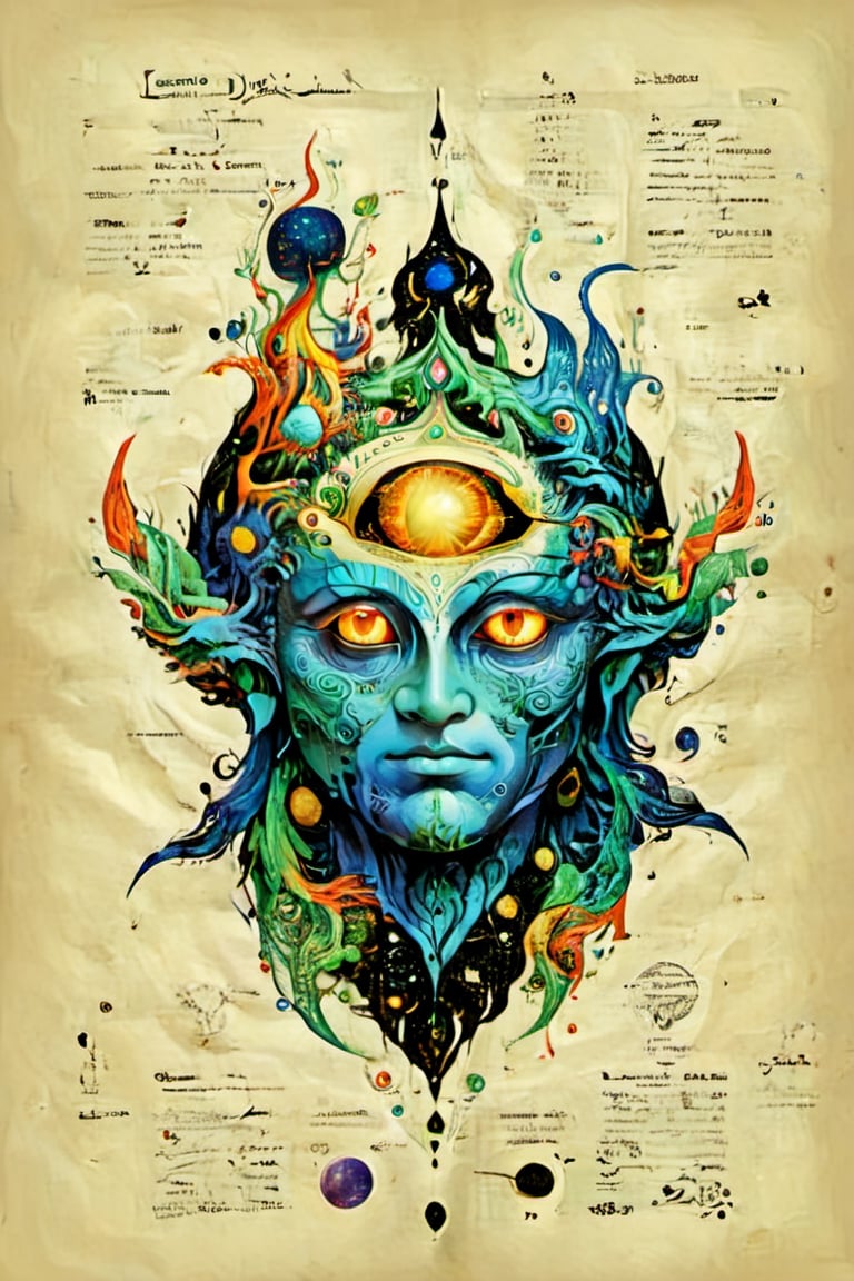 Full-body image, Leonardo Style, illustration,Centred vector art  , i ultra detailed,  Full-body mystical cosmic Entity standing touching  his forehead to activate his pineal gland and open his third eye In the secret city hidden in the heart of the planet  Full-body image , psichodelic art style, , Well-defined black lines, 4k, hud, 35mm photorealistic ,Kensuke Takahashi y style, intense  colors , Hallucinogenic lsd trip style , black flat background Merging with image ,  Centred vector art, ,vector art illustration,,tshirt design,vector art,on parchment