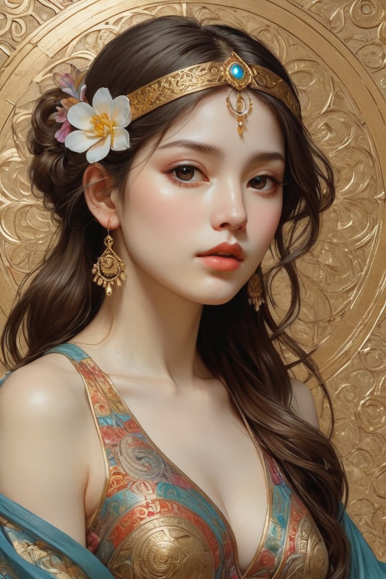 (1girl), (masterpiece, top quality, best quality, official art, beautiful and aesthetic:1.2), extreme detailed,colorful,highest detailed, official art, unity 8k wallpaper, ultra detailed, beautiful and aesthetic, beautiful, masterpiece, best quality, (zentangle, mandala, tangle, entangle) ,holy light,gold foil,gold leaf art,glitter drawing, PerfectNwsjMajicPerfectNwsjMajmagic, psychedelia art, flower, mandala, psychedelic, tapestries, ethereal
Negative Prompt ~ Carl Larsson ~ Titian ~ Raphael ~ Michael Angelo ~ Jean Auguste Dominique Ingres ~ Tony Taka ~ Frederic Leighton ~ Károly Lotz ~ Edward Poynter ~ Pierre-Auguste Renoir ~ Paul Peel ~ John Singer Sargent ~ Alexandre-Jacques Chantron ~ John William Godward ~ John William Waterhouse ~ Han-Wu Shen ~ Ishitaka Amano ~ Chakrapan Posayakrit ~ Kim Jung Gi ~ Kei Mieno ~ Ikushima Hiroshi ~  WLOP ~ William-Adolphe Bouguereau ~ Alphonse Mucha ~Luis Royo ~ David Hamilton photography ~ Range Murata ,on parchment,Expressiveh