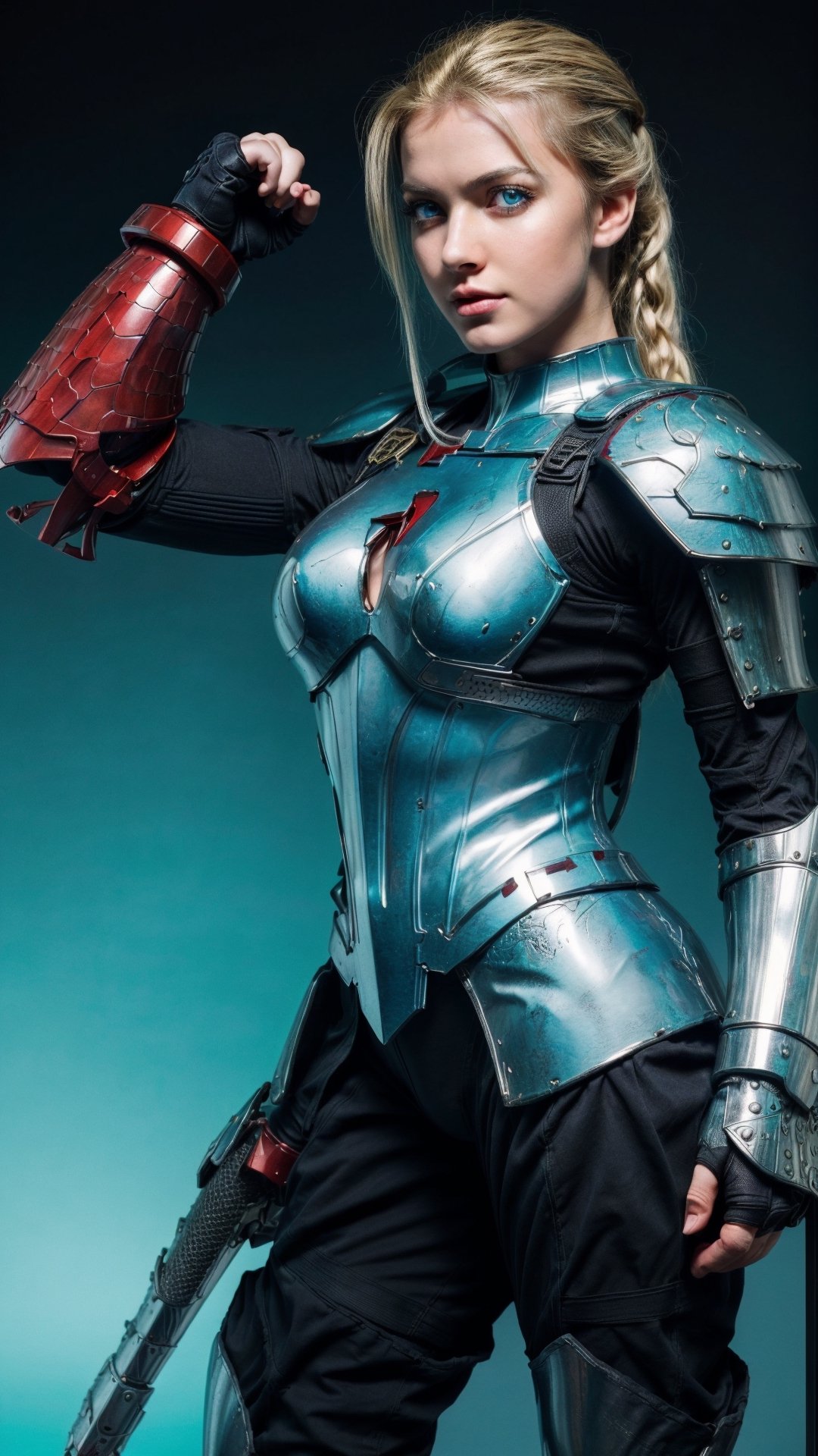 super sexy superheroines, centered, full body, | aqua hair color, light blue eyes, | super Sexy girl in full body platinum armor, armored thighs, pauldrons, wielding a sword | (simple background, black background:1.2),sophitia_whitedress_aiwaifu,cammy_green_bodysuit_aiwaifu