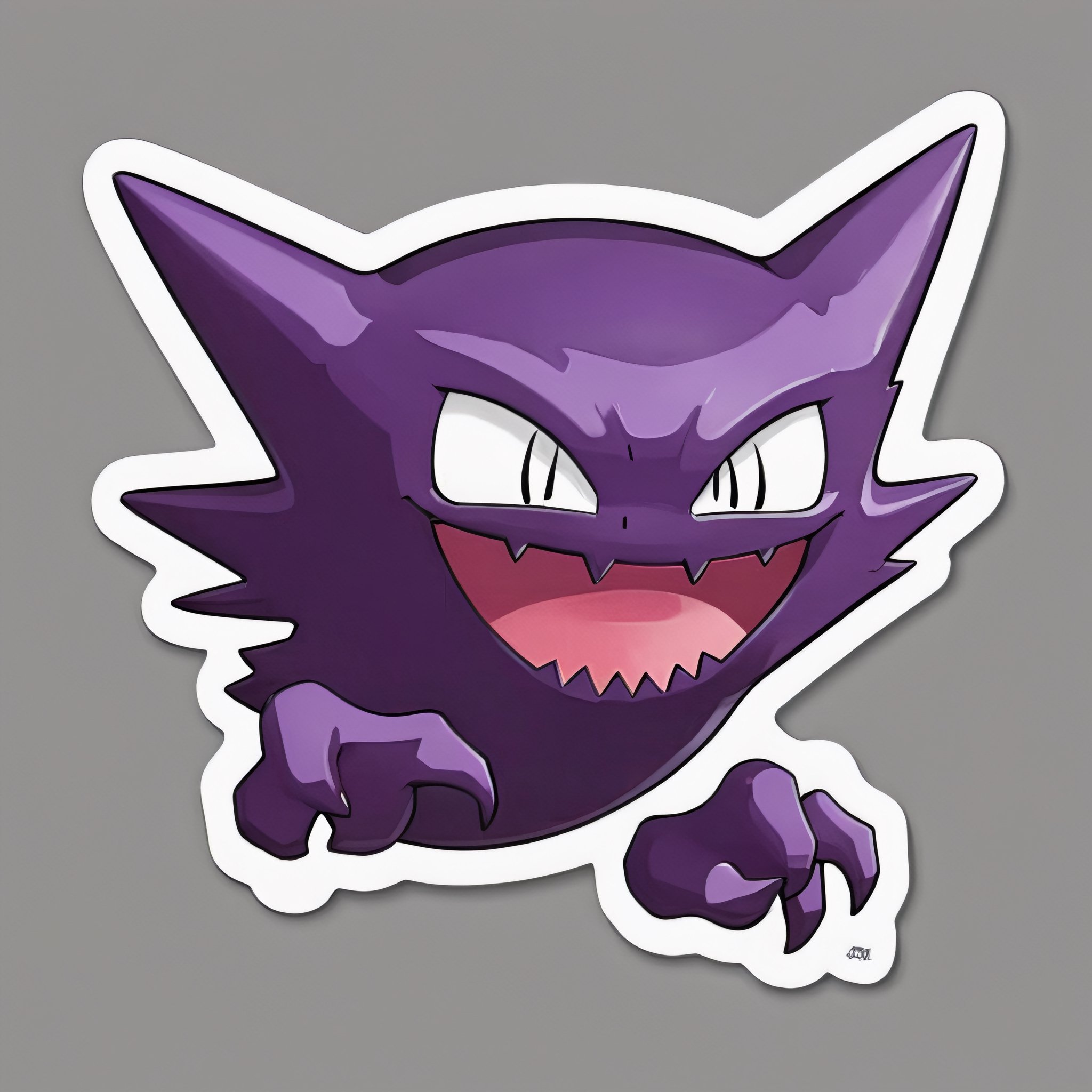 ((masterpiece,best quality)), , Haunter_Pokemon, floating, no humans, pokemon \(creature\),solo, smile, looking at viewer, sticker, white outline