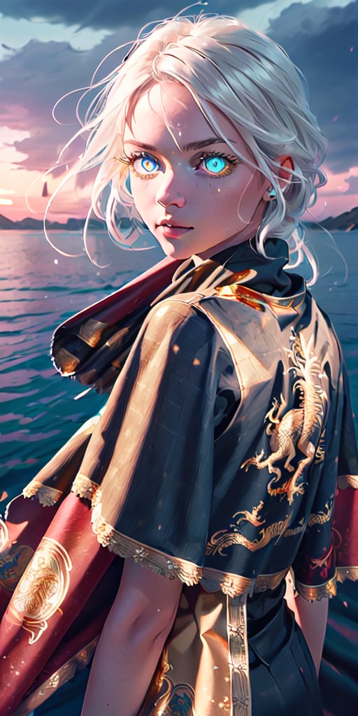 8K, high_resolution, 1080P, 1girl, (Masterpiece)), (Realistic, Photorealistic: 1.35), (RAW Photo, Best Quality), (red and gold color eyes:1.5),red and gold beautiful detailed dragon eyes,white hair, floating_hair ,scenery, cinematic scene, centered, beautiful face,black dress,black thin cloth,(seen throug cloth:2)