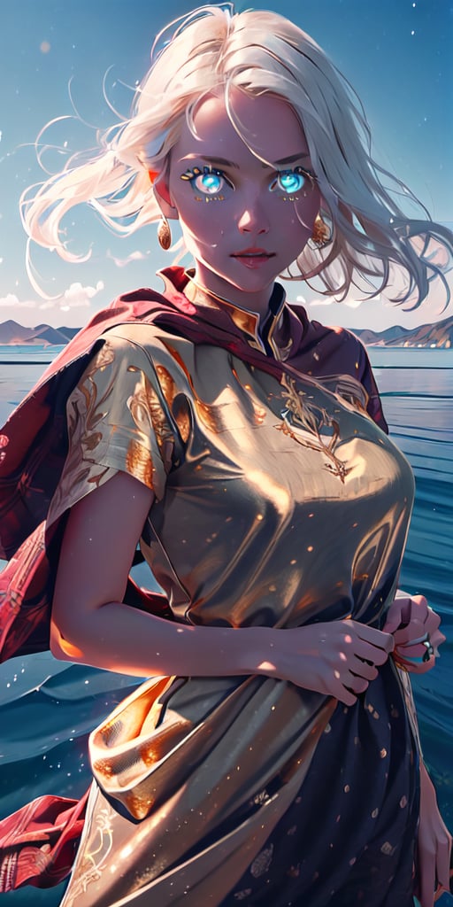 8K, high_resolution, 1080P, 1girl, (Masterpiece)), (Realistic, Photorealistic: 1.35), (RAW Photo, Best Quality), (red and gold color eyes:1.5),red and gold beautiful detailed eyes,white hair, floating_hair ,scenery, cinematic scene, centered, beautiful face,black dress,black thin cloth,(seen throug cloth:2)