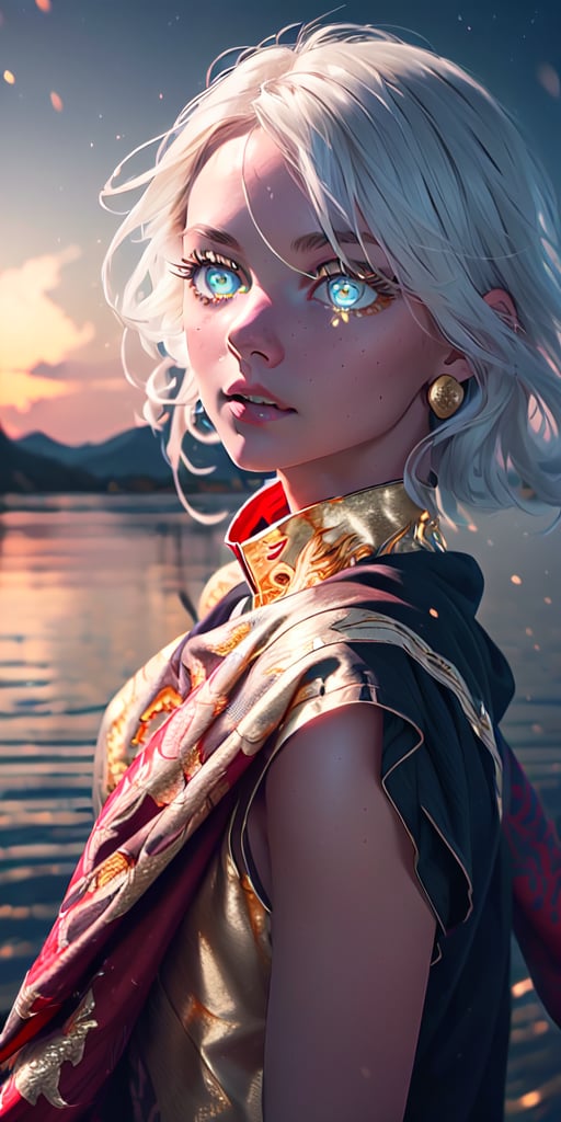 8K, high_resolution, 1080P, 1girl, (Masterpiece)), (Realistic, Photorealistic: 1.35), (RAW Photo, Best Quality), (red and gold color eyes:1.5),red and gold beautiful detailed dragon eyes,white hair, floating_hair ,scenery, cinematic scene, centered, beautiful face,black dress,black thin cloth,(seen throug cloth:2), 