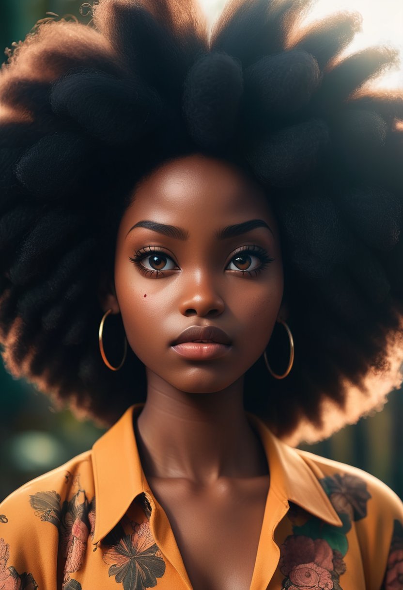 the most beautiful black girl with big afro
cinematic color grading lighting vintage realistic film grain scratches celluloid analog cool shadows warm highlights soft focus actor directed cinematography technicolor  Richard Le Manz