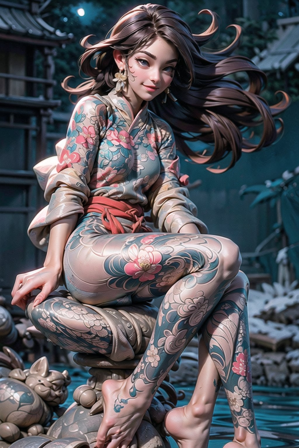 Sitting on the mecha, Flower lanterns, Strong winds, (((Wind blows long hair and dress: 1.9)), Long hair reaching the waist, (long hair flying: 1.5), Thin gauze semi transparent ancient clothing, Tang clothing, Han clothing. Thin gauze semi transparent red skirt. The skirt is very long. (((Night: 1.9))). Women, smiling, full chested, red tulle semi transparent Hanfu, bare feet, silver jewelry, elegant, lightweight, confident, flower posture, wisdom, charming charm, purity, nobility, artistry, beauty, (best quality), masterpiece, highlights, (original), extremely detailed wallpaper, (original: 1.5), (masterpiece: 1.3), (high resolution: 1.3), (an extremely detailed 32k wallpaper: 1.3), (best quality), Highest image quality, exquisite CG, high quality, high completion, depth of field, (1 girl: 1.5), (an extremely delicate and beautiful girl: 1.5), (perfect whole body details: 1.5), beautiful and delicate nose, beautiful and delicate lips, beautiful and delicate eyes, (clear eyes: 1.3), beautiful and delicate facial features, beautiful and delicate face, hand processing, hand optimization, hand detail optimization, hand detail processing, detailed beautiful clothes, complex details, Extreme detail portrayal, HDR, detailed background, realistic, (transparent PViridescent colors: 1.3),1girl,girl,Chinese art,Super long legs,2D conceptual design,Pink Machine,spread leg,machinery,shidudou,Naked apron,huliya,Naked Qipao,SEE-THROUGH KIMONO,SAM YANG,3DMM,YakuzaTattoo,VineTattoo