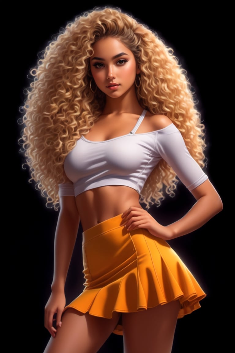 (Full body) photographic, realistic, realism, cinematic photo, luminous high definition ultra reality photp of expressive 19 year old Hispanic girl with natural long blonde curly hair, full body, mini skirt, over knee high socks, sharp focus, (by artgerm), (by arny freytag:1.2), erotic mood, (highly detailed face), realistic skin texture, (fujifilm xt3),,35mm photograph, film, bokeh, award-winning, professional, highly detailed, 4k, highly detailed