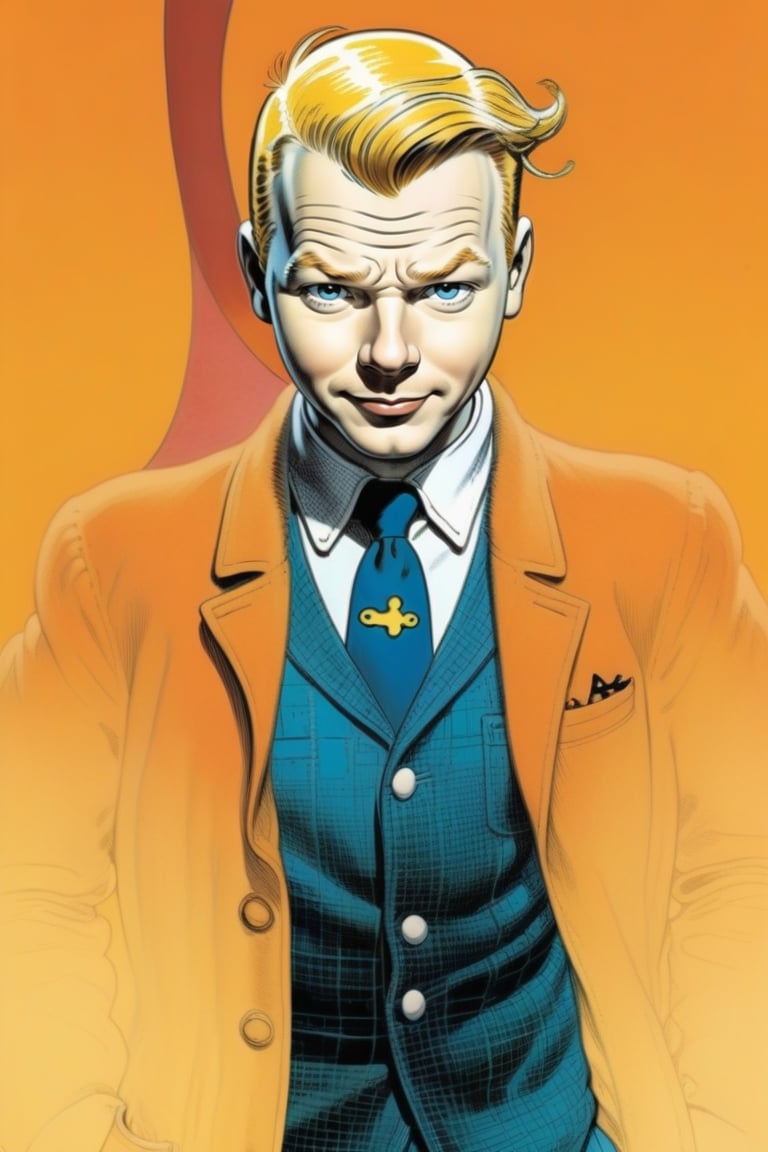 Comic cover of ((tintin)) in art style of Glenn Fabry,  Hyper realistic colorful portrayal with intricate linework and shading, pulp atmosphere, Dynamic composition and nuanced details, serial art, natural environnement, and girls
