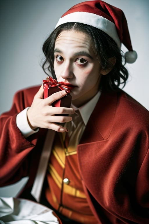 the Joker as a Santa Claus with gift box

,,<lora:659111690174031528:1.0>