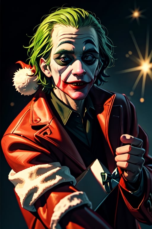 the Joker as a Santa Claus with gift box

,,<lora:659111690174031528:1.0>