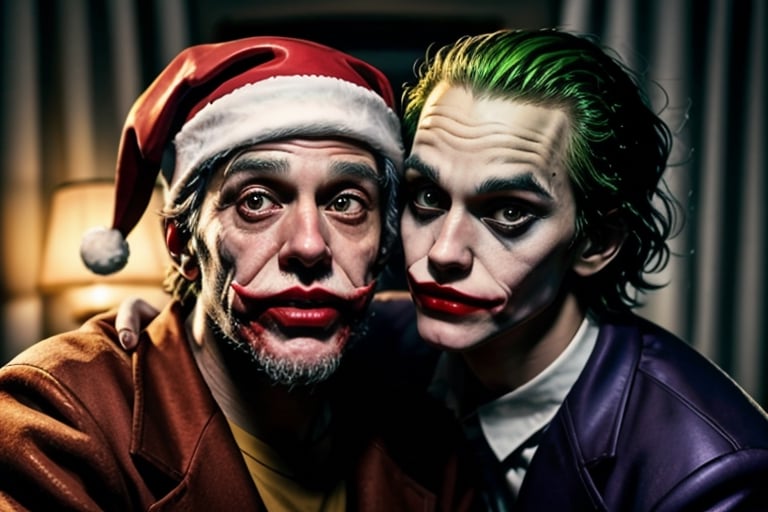Image of Santa Claus and the Joker

,<lora:659111690174031528:1.0>