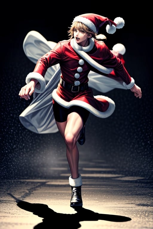 Santa Running, full body shot,,<lora:659111690174031528:1.0>