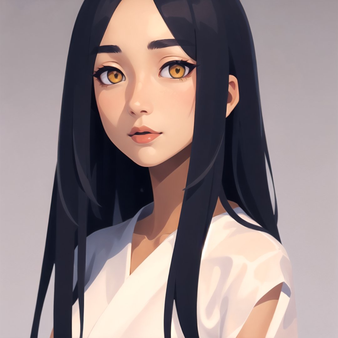 a beautiful sadako, a long black hair, yellow_eyes, 
