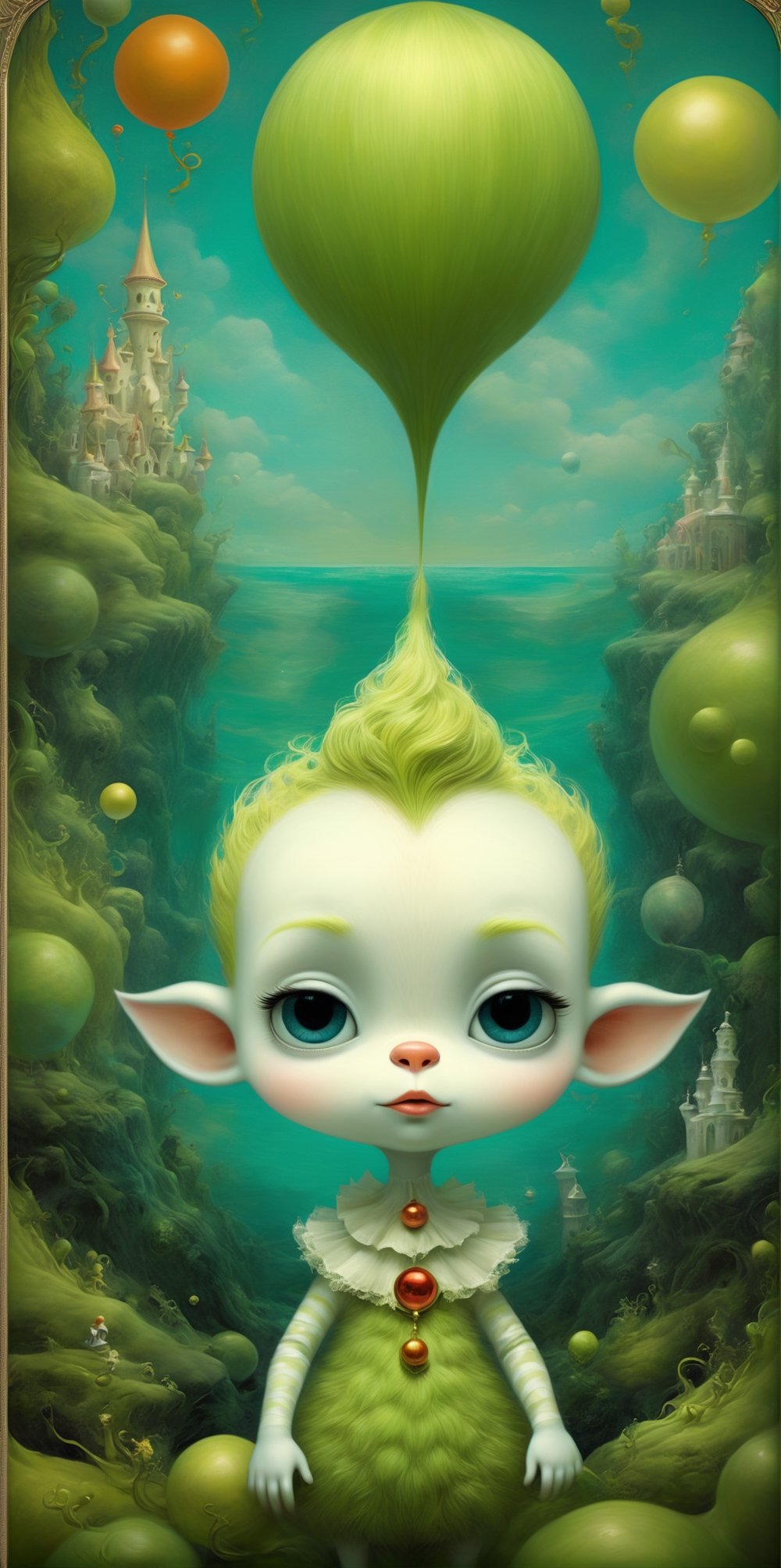 A gorgeously whimsical Elusive noir pop surrealism baby Scooby-Doo grinch, in the style of Dr Seuss, inspired by Mandelbrot fractals and Doppler glitchcore effect , in Ray Caesar style, Modern Art , art nouveau ,fantastic realism, intricates détails, surreal emotion art ,interesting emotional feel,highli texture détails, behance winning award. rendered in an ornate and enchanting style, with textured brushstrokes and a breathtakingly high 12k resolution. This highly detailed 3DHD oil painting showcases the mastery of color and technique by Pierre-Auguste Renoir. The deep, incandescent hues and ultrafine details evoke a surrealistic vibe reminiscent of by Craola,  Nicoletta Ceccoli, Beeple, Jeremiah Ketner  Todd Lockwood. Meticulously hand-painted with meticulous attention to detail, this artwork captures the essence of a fantastical scenes from a bygone era,. Created using cutting-edge Octane Render technology, under water