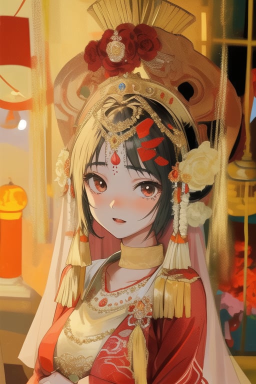 indonesian anime girl wearing traditional wedding dress