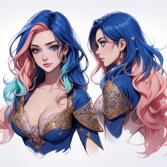 (Masterpiece, high quality,  perfect anatomy, perfect eyes), (beautiful, sensual wizard woman with wavy multicolored hair), (medieval fantasy), more detail XL,1 girl,Detailedface