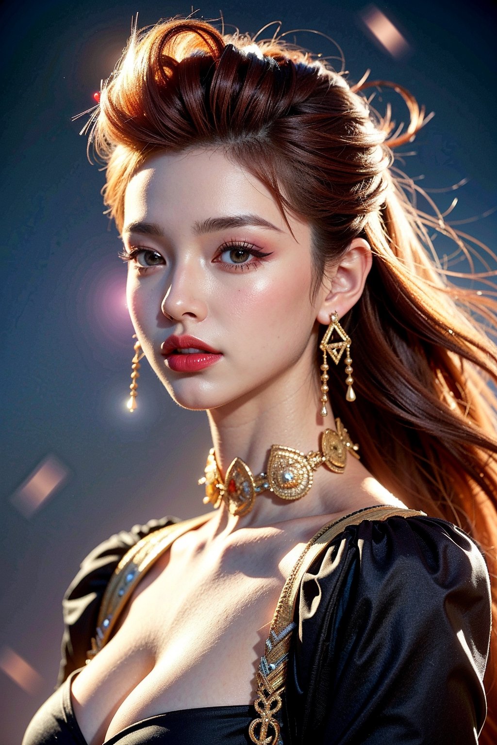 absurdres, highres, official art, beautiful, aesthetic, best quality, a beautiful lady with red gloss lips