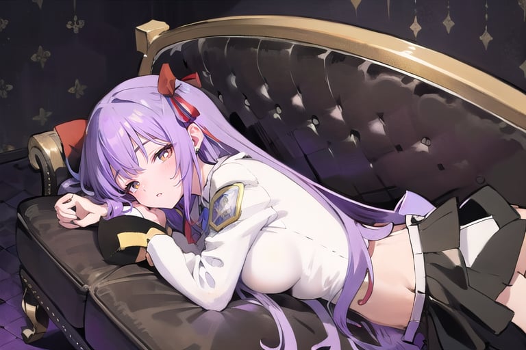 bedroom_background, high_resolution, best quality, extremely detailed, HD, 8K, 
1 girl, solo, figure_sexy, hot, (lavender_hair:1.2), (sleeping:1.2), FECCC, AiKouhaiOutfit,
 kuna2, (lying_on_sofa:1.4), (night:1.4), onepiece, skirt, (from_above:1.2), (closed_eyes:1.2), (upper_body:1.4), (from_side:1.4)