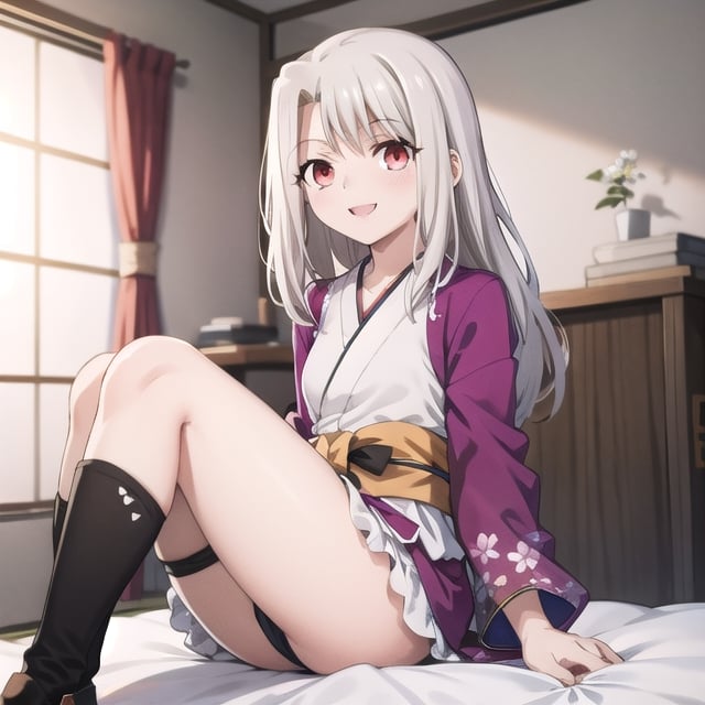 bedroom_background, high_resolution, best quality, extremely detailed, HD, 8K, detalied_face,
figure_sexy, illyasviel von einzbern ubw, 133 cm, 1 girl, small_breasts, long hair, happy face, cheerful eyes, red eyes, over knee stockings, sit_on, (one_piece/kimono_outfit),