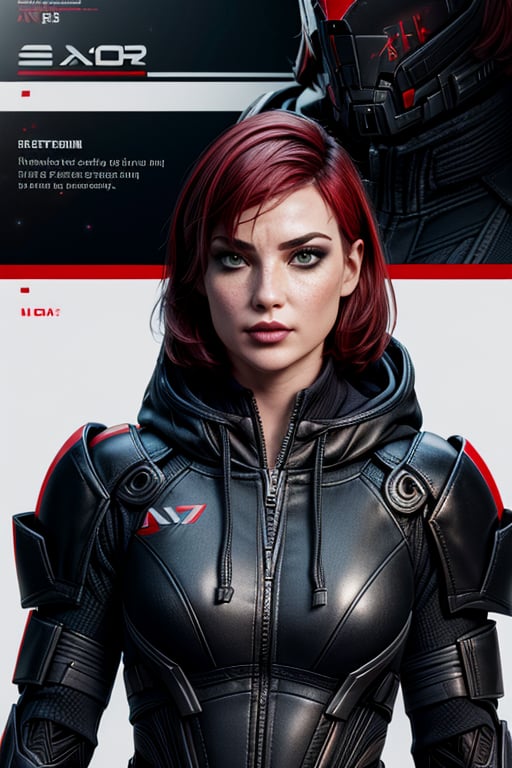 1 girl, sexy, combat armor, sselife, N7, future, mirrow, smirk,Jane,Shepard, militrary pose, badass, space, sexy, comic strip, comic page, Black hoodied, N7 Hoodie, 6 comic panels,