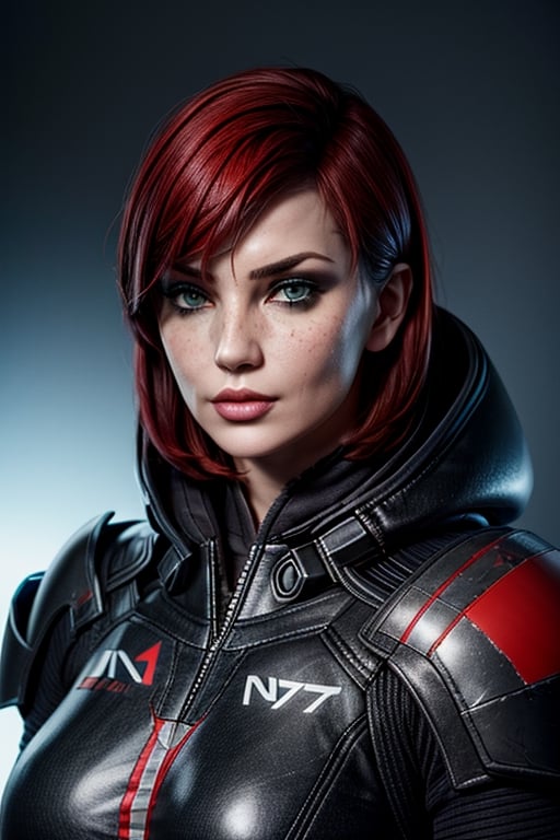 1 girl, sexy, combat armor, sselife, N7, Black hoodie, N7 smirk,Jane,Shepard, m