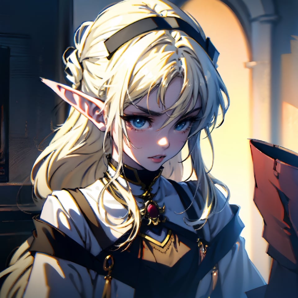 (masterpiece, top quality, best quality, official art, beautiful and aesthetic:1.2), (1girl:1.3), heterochromia, SharpEyess ,elf,sketch,priestess