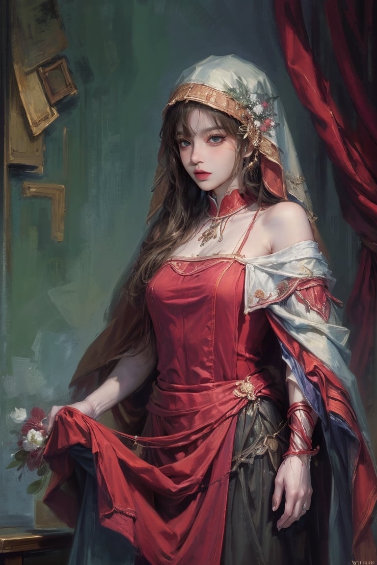 female, ((masterpiece, best quality, ultra detailed, absurdres):1.5), 1girl, bangs,beautiful,black hair,outside, long skirt, veil, wedding, veil covering eyes, hanging, wedding background,bride_cn, church, bare_shoulders