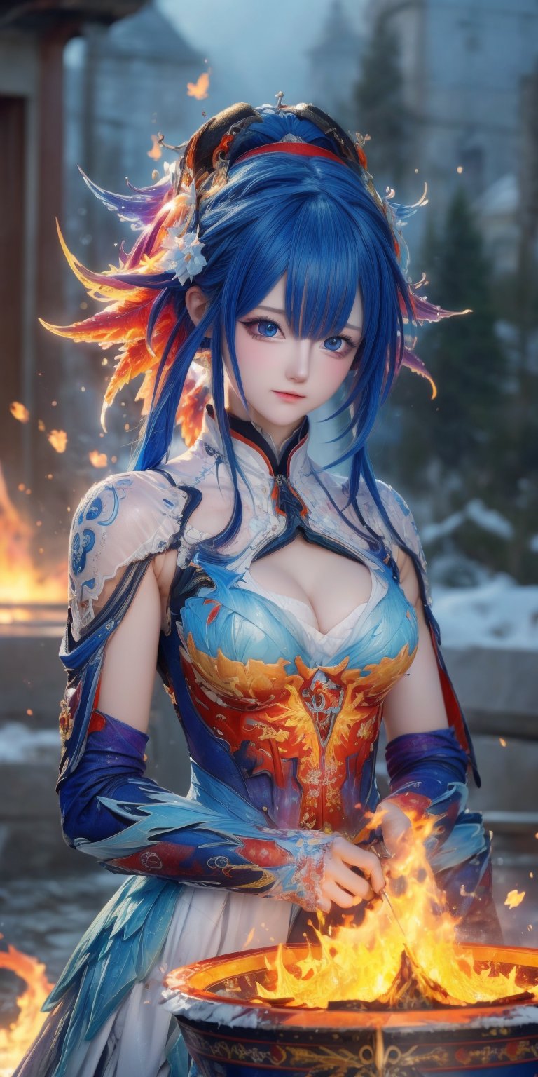 (masterpiece, top quality, best quality, official art, beautiful and aesthetic:1.2), (1girl), extreme detailed,(abstract, fractal art:1.3),colorful hair,highest detailed, detailed_eyes, fire, water, ice, lightning, light_particles, ghost,
