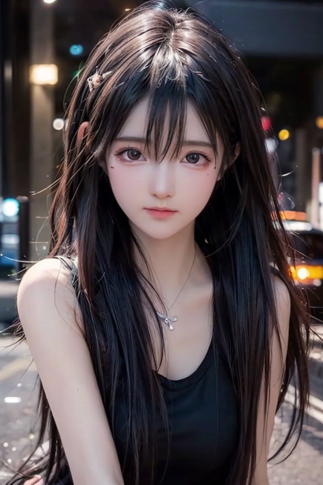 Best quality, masterpiece, ultra high res, (photorealistic:1.37), (medium full shot:1.3), raw photo, a young girl, 17 year old, long hair flowing by the wind, detailed eyes and face, perfect anatomy. dynamic lighting, in the dark, deep shadow, low key, cinematic image, bright city, floting city on the background.
