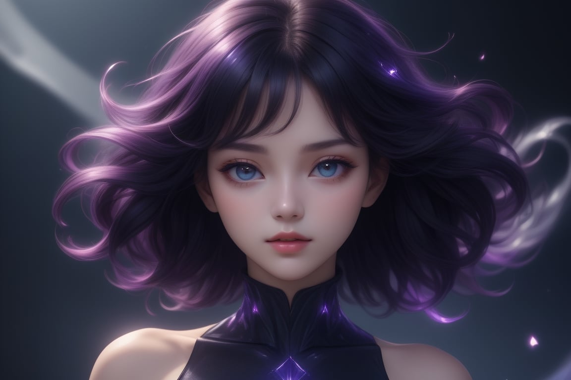 (masterpiece,top quality,best quality,official art,dreamwave,android,aesthetic,flactal art,crystal,depth of field,translucent,realistic, close up,blackhair,flare,<lora:659095807385103906:1.0>