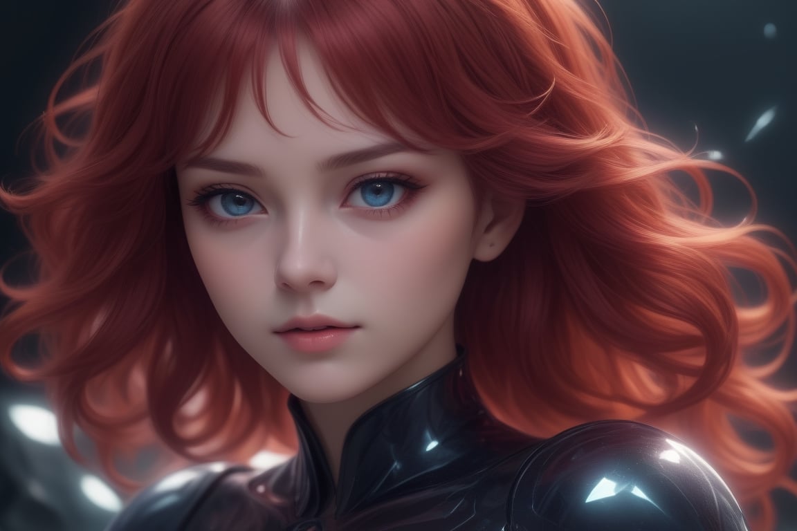 (masterpiece,top quality,best quality,official art,dreamwave,android,aesthetic,girl,flactal art,crystal,depth of field,translucent,realistic, close up,red_hair,<lora:659095807385103906:1.0>