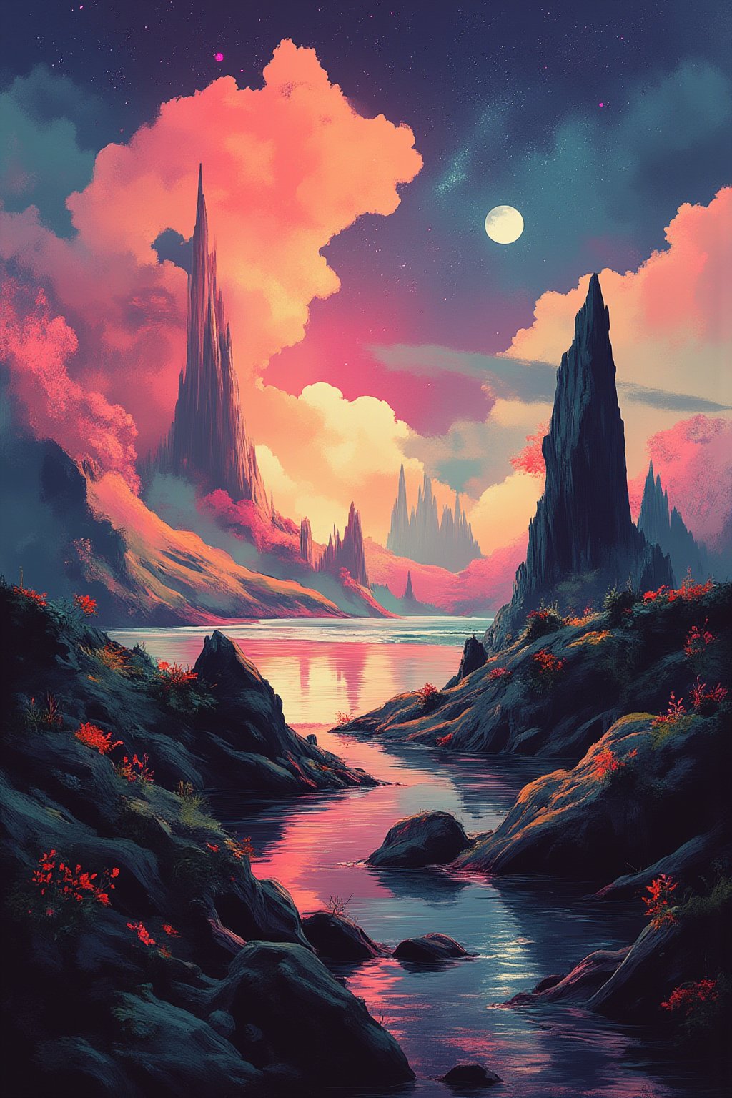 vibrant painting, landscape