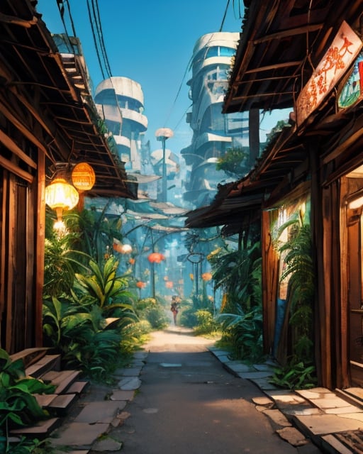 solar punk city in a tropical jungle,FFIXBG,futureaodai