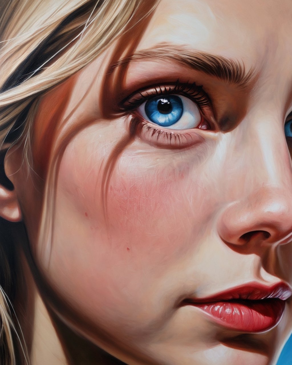 close-up portrai of Supergirl, detailed face, oil and canvas paintings, photorealistic