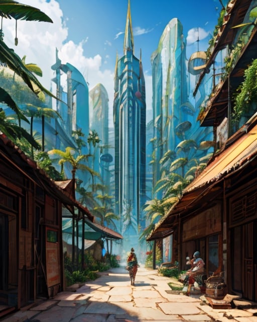 solar punk city in a tropical jungle,FFIXBG,futureaodai