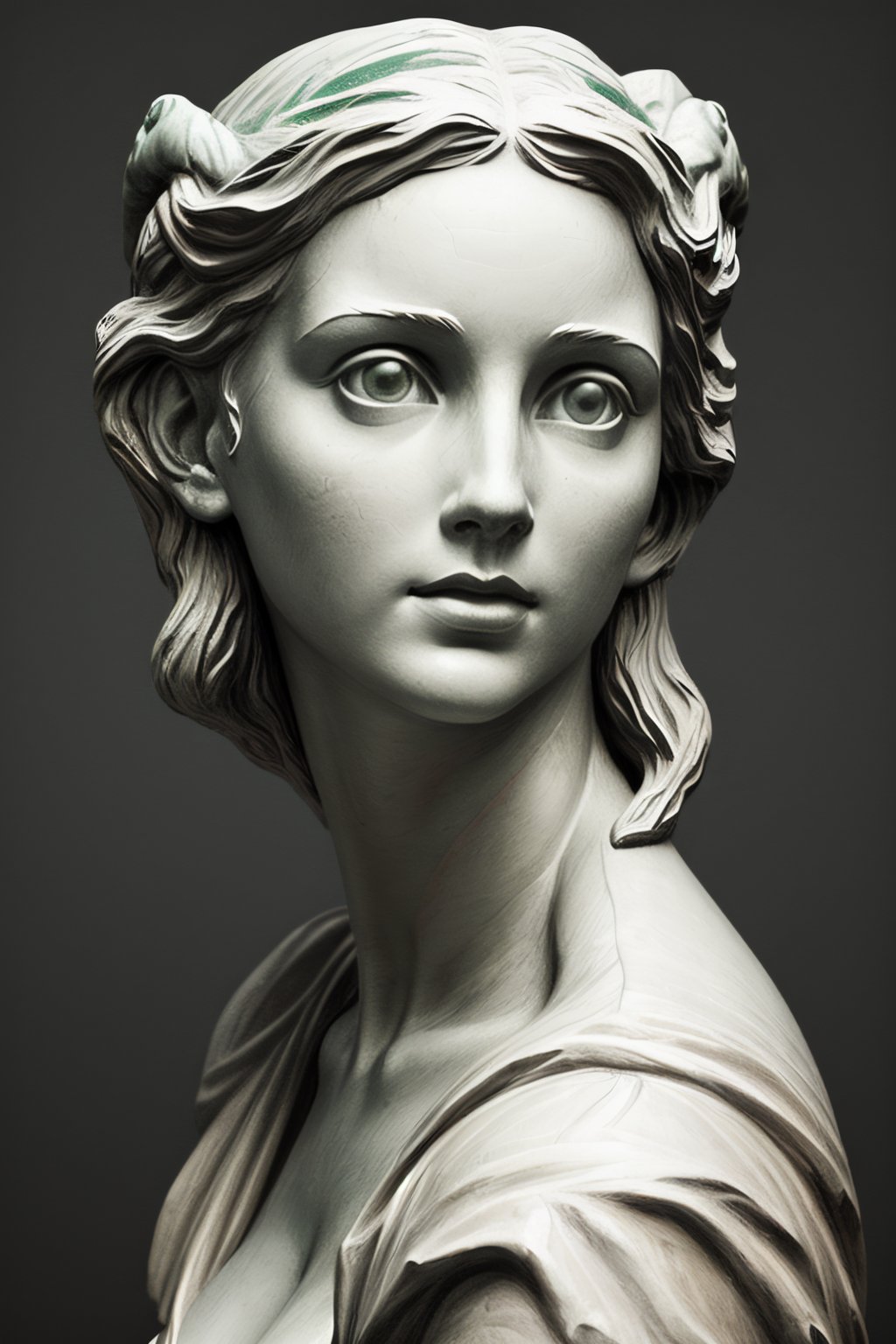 statue of a beautiful, femenine, strong woman with ((gorgeous | femenine face)), (((inspired by the artist michelangelo))), (((highly detailed))), (((dynamic pose | long shot))), digital artwork