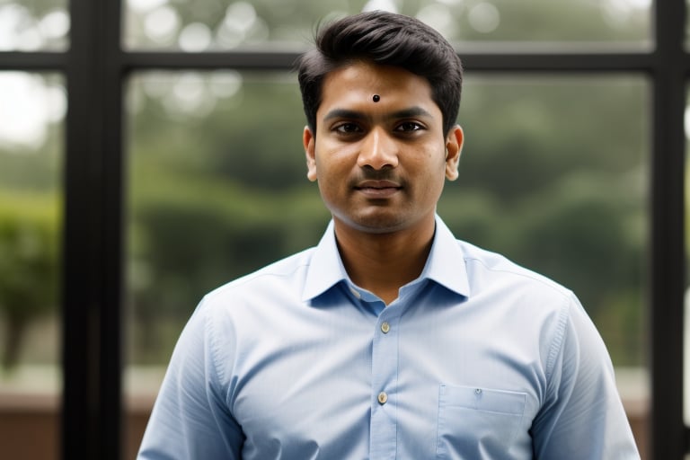 Indian warrior in corporate attire, front view, long shot