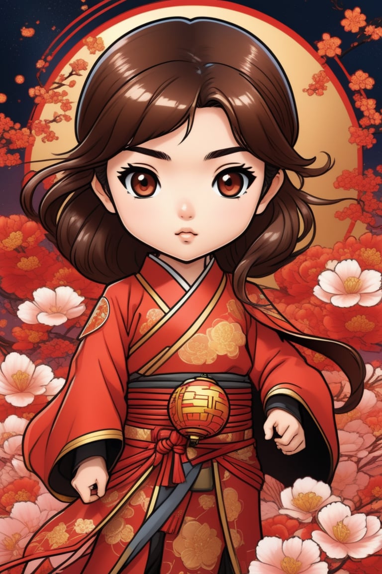 chibi manga legend of vader anime vh1, in the style of miho hirano, dynamic and action-packed scenes, gaston bussière, chinese new year festivities, ross tran, charming character illustrations, light red and bronze, anime style,