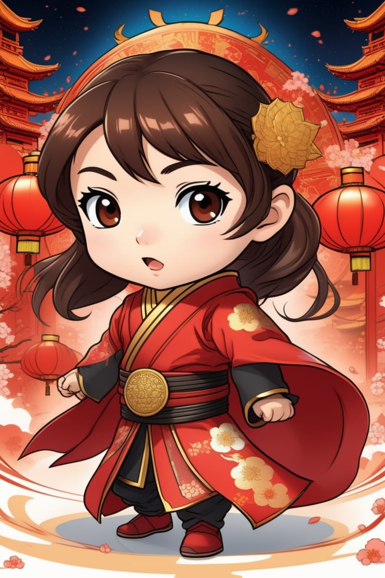 chibi manga legend of vader anime vh1, in the style of miho hirano, dynamic and action-packed scenes, gaston bussière, chinese new year festivities, ross tran, charming character illustrations, light red and bronze, anime style,