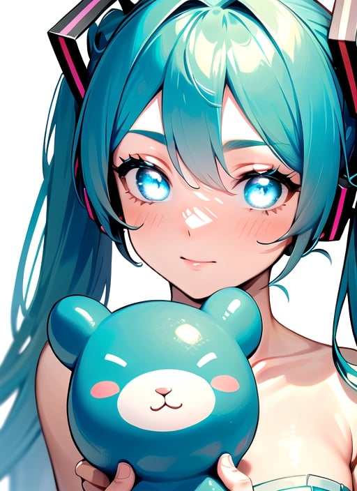 masterpiece, good lighting, perfectly detailed, best quality, masterpiece, perfectly detailed, (Hatsune Miku, glowing eyes), (Cinnamon Miku, bow on head, glowing eyes, rabbit doll with bow on head), , ,SaltBaeMeme