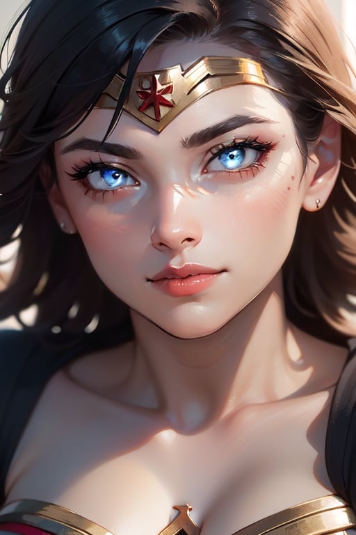 masterpiece, perfectly detailed, detailed face, detailed eyes, beautiful eyes, looking at viewer, bright pupils, AGGA_ST002, watching the viewer,,wonder woman, breast focuss