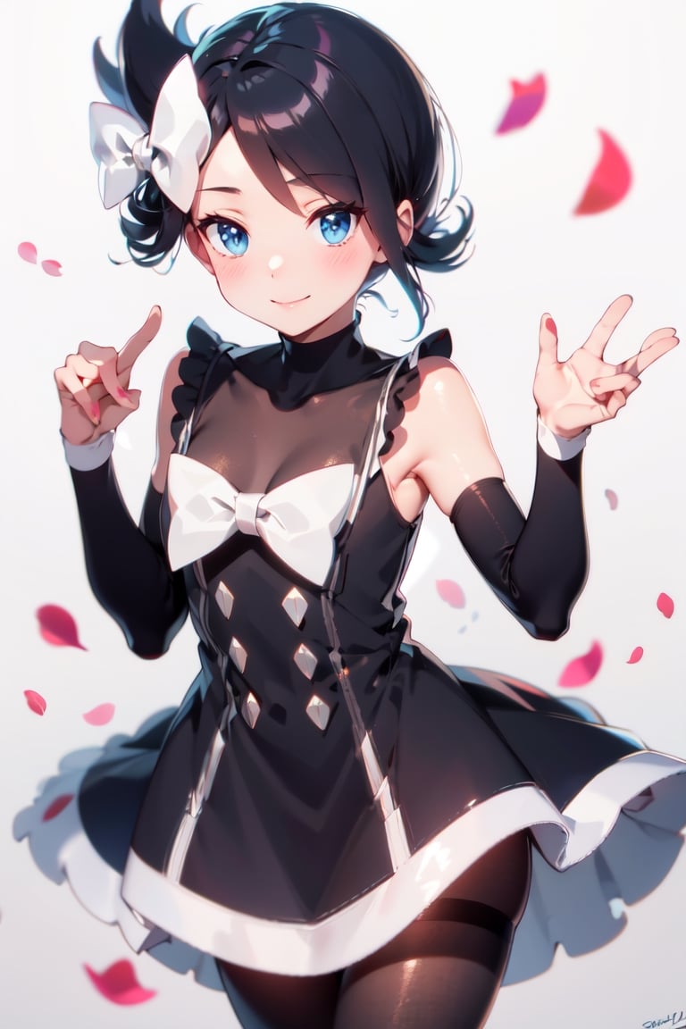 Marley_PKM, ? highres 4687517Tag? 1girl 5857101? bare shoulders 860004? black dress 164079? black hair 1434337? black pantyhose 134313? blue eyes 1727921? blush 3014841? bow 912963? closed mouth 736346? dress 1055306? eyelashes 129048? gen 4 pokemon 27320? hair bow 417360? legendary pokemon 16717? mythical pokemon 6480? pantyhose 442402? petals 106463? pokemon (creature) 133634? short dress 67522? short hair 2036247? signature 214750? smile 2487852? white background 1212176? white bow 54542