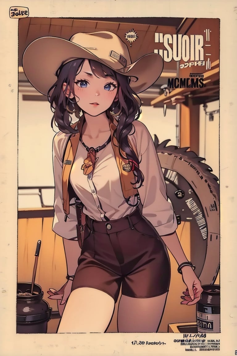 ((1man)), 1 page manga,cowgirl, western cowboy style