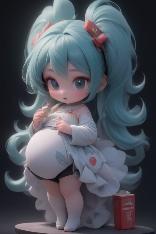 disney style, AI create me "Pregnant Hatsune Miku enjoying and advertising delicious Marlboro cigarettes with the slogan "Best for baby",<lora:659095807385103906:1.0>