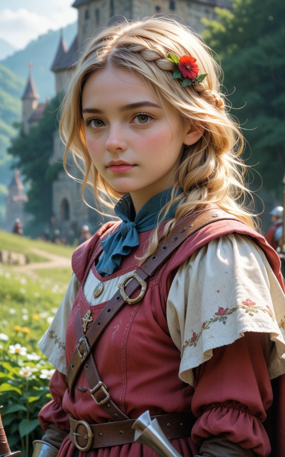 score_9, score_8_up, score_7_up, BREAK, rating_safe, medieval female warrior, blonde, detailer, standing, fantasy, rpg, detailed, depth of field, vignette, highly detailed, moody, epic, gorgeous portrait
, Expressiveh, realistic, RAW photo,realistic,cutegirlmix