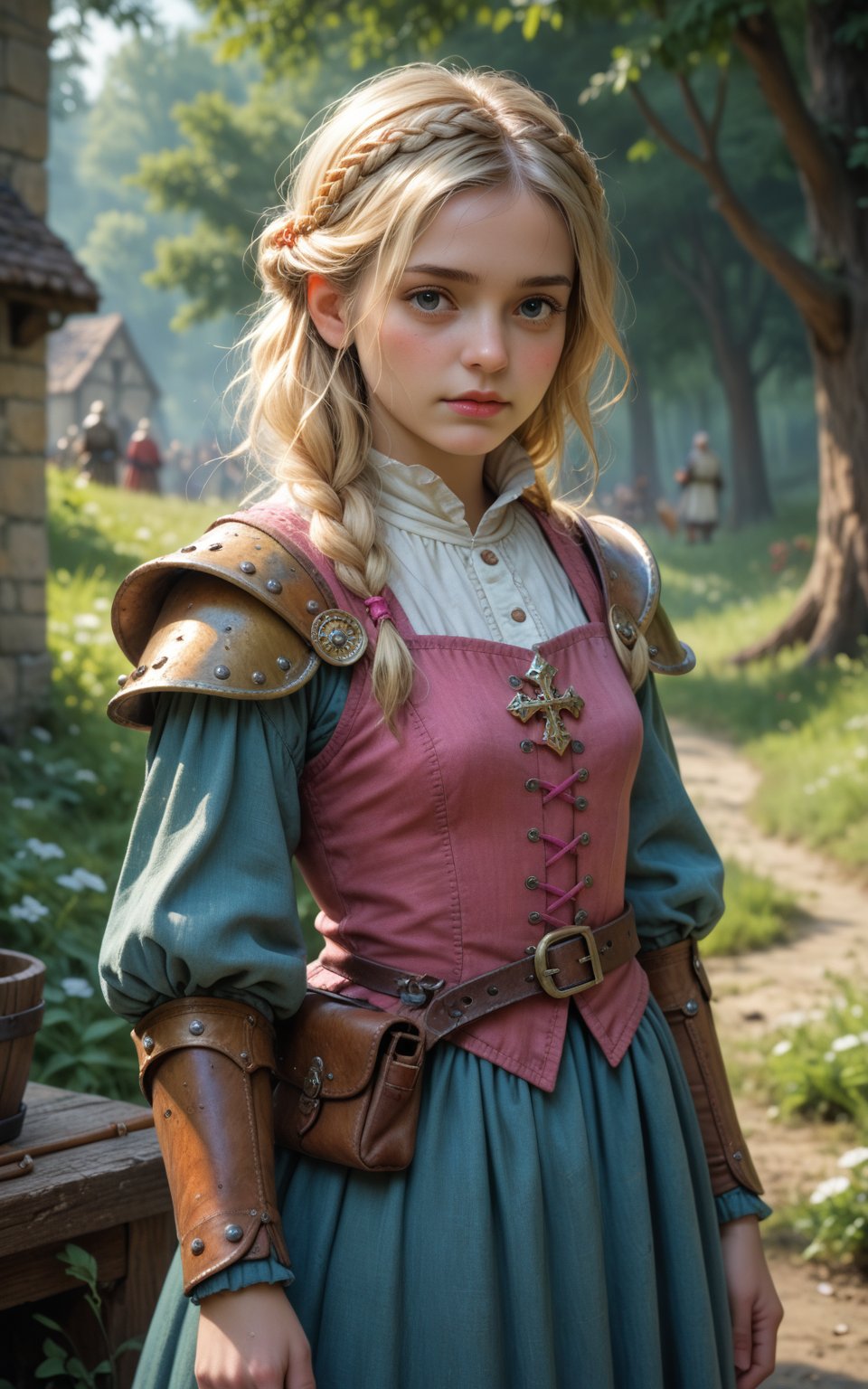 score_9, score_8_up, score_7_up, BREAK, rating_safe, medieval female warrior, blonde, detailer, standing, fantasy, rpg, detailed, depth of field, vignette, highly detailed, moody, epic, gorgeous
, Expressiveh, realistic, RAW photo,realistic,cutegirlmix