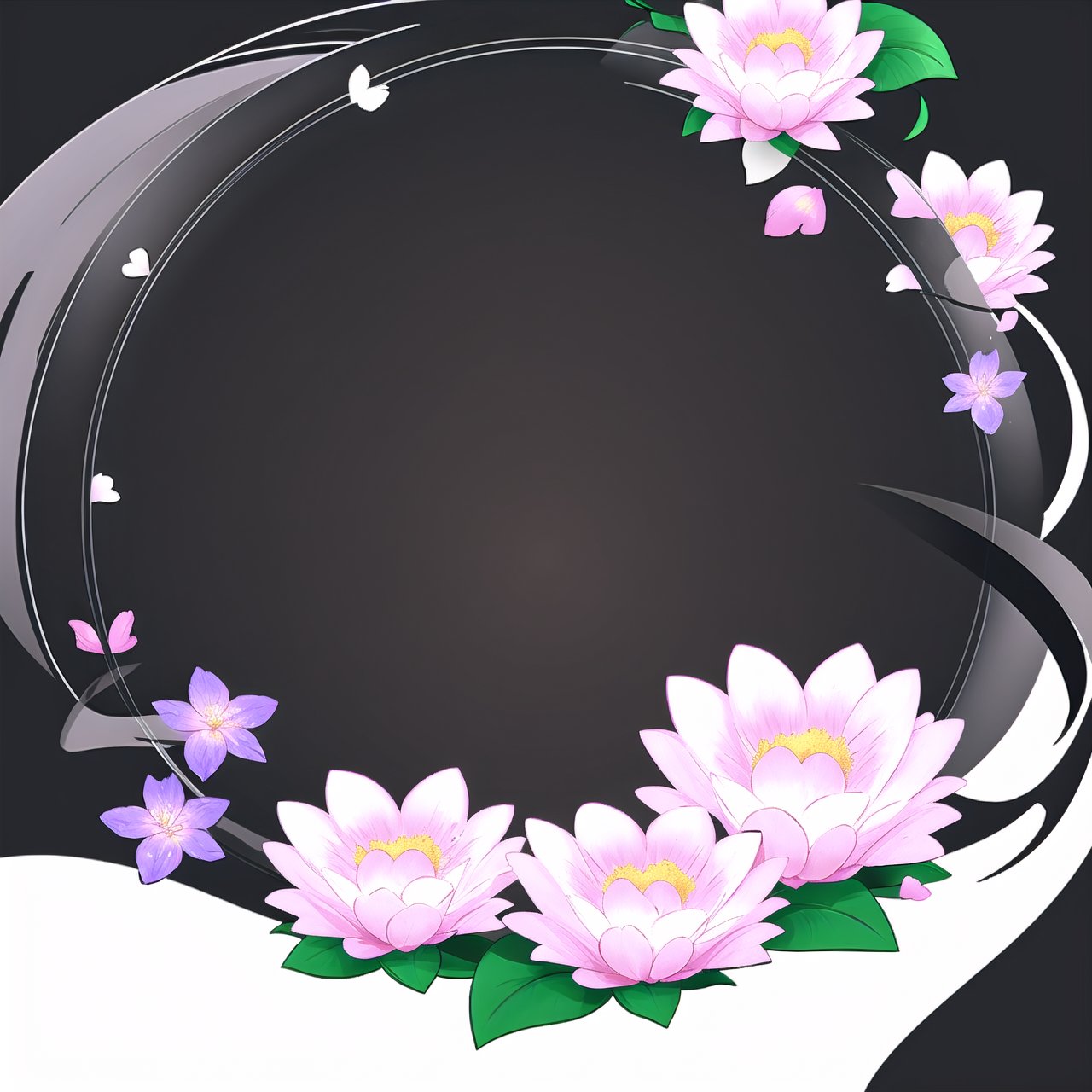 circle rounded avatar frame, in flowers, ultra detailed, intricate, white background, simple background,circleframe, in hearts